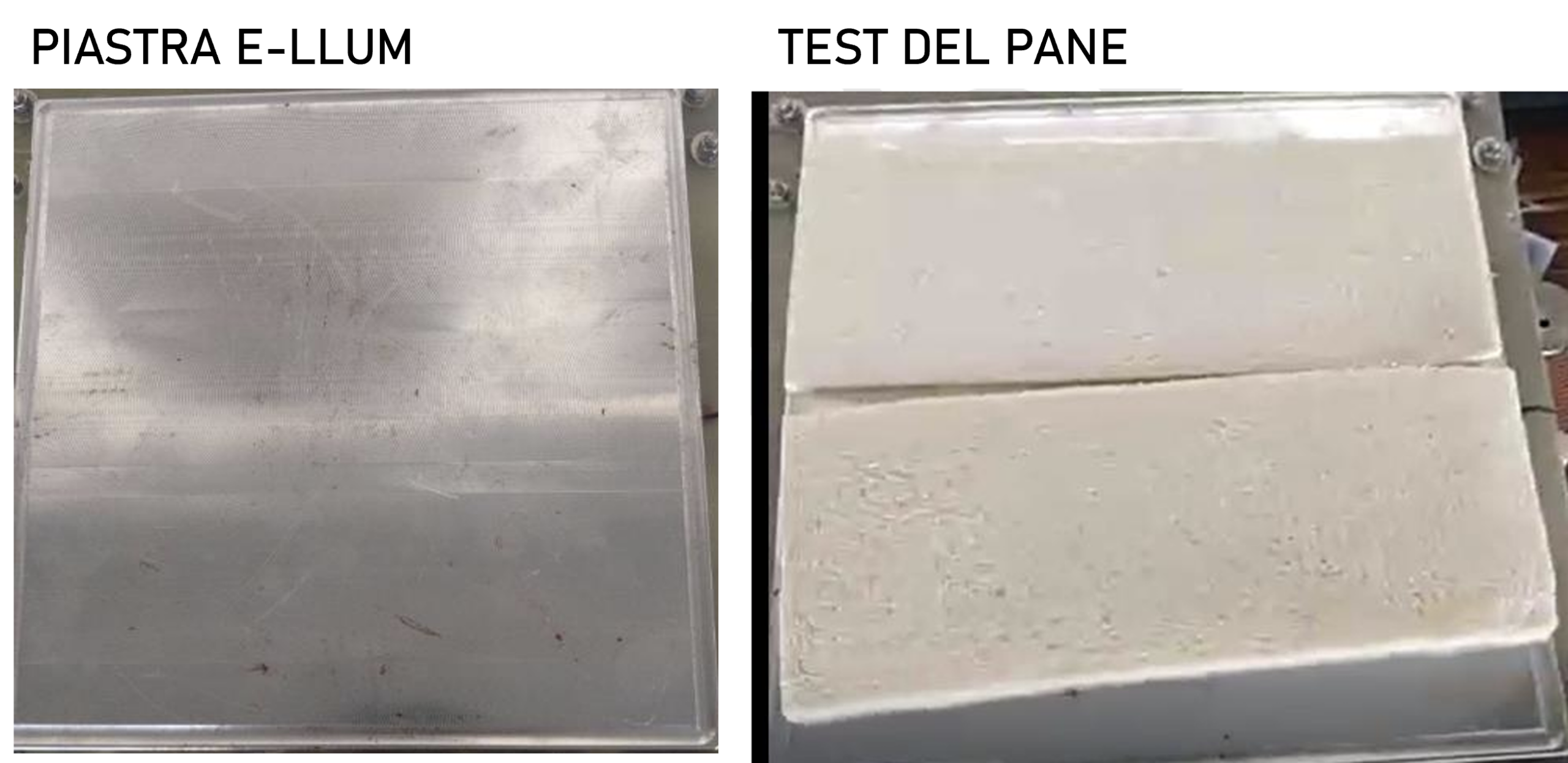 Piastra E-llum con pane durante il test di riscaldamento